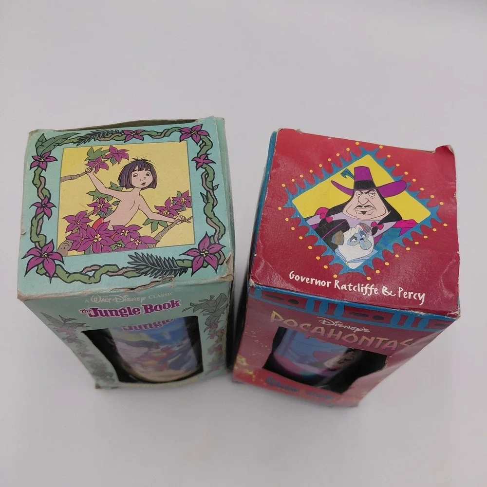 2 Vtg Disney Pocahontas & Jungle Book Burger King Boxes & Cup Lot Kids Collector